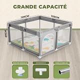 JUPPLIES Parc Bébé Sécurisé avec Tapis 120×120 cm – Aire de Jeu Carrée pour Enfant 6–24 mois, Filet Respirant 360°, Structure Stable Antidérapante, 2 Poignées Incluses - 5