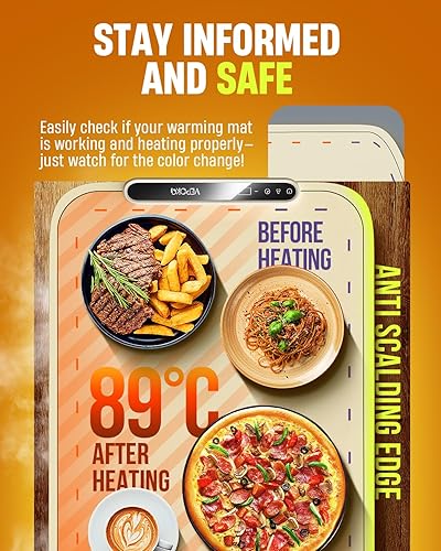 Miniatura 6 de Tapete de calentamiento de alimentos para bufé, bandeja de calentamiento eléctrica para mantener los alimentos calientes en fiestas, tapete de