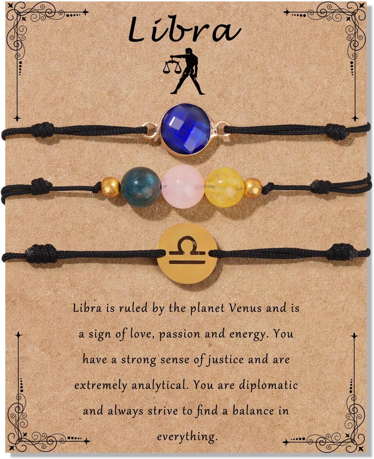 RisyfjewZodiac Birthstone Bracelet for Women 8mm Natural Stone Bracelet Healing Crystals Jewelry Birthday Gift