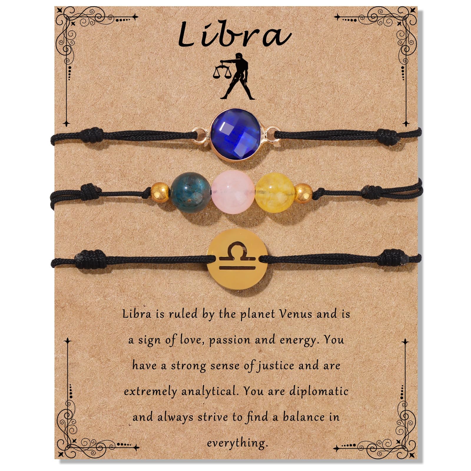 RisyfjewZodiac Birthstone Bracelet for Women 8mm Natural Stone Bracelet Healing Crystals Jewelry Birthday Gift