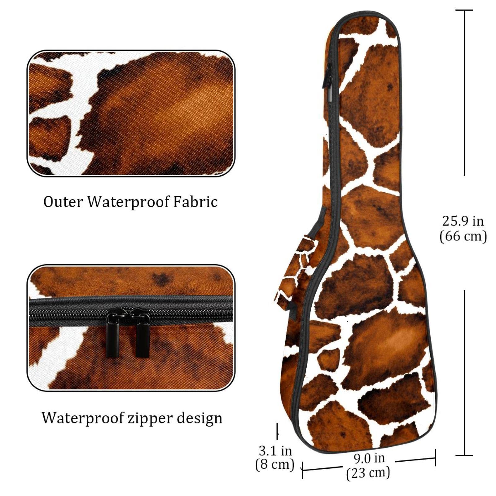 Housse de transport pour ukulélé ténor - Étanche - Rembourrée - Idéale pour les concerts soprano (53,3 cm/60,9 cm) - Motif imprimé peau de girafe