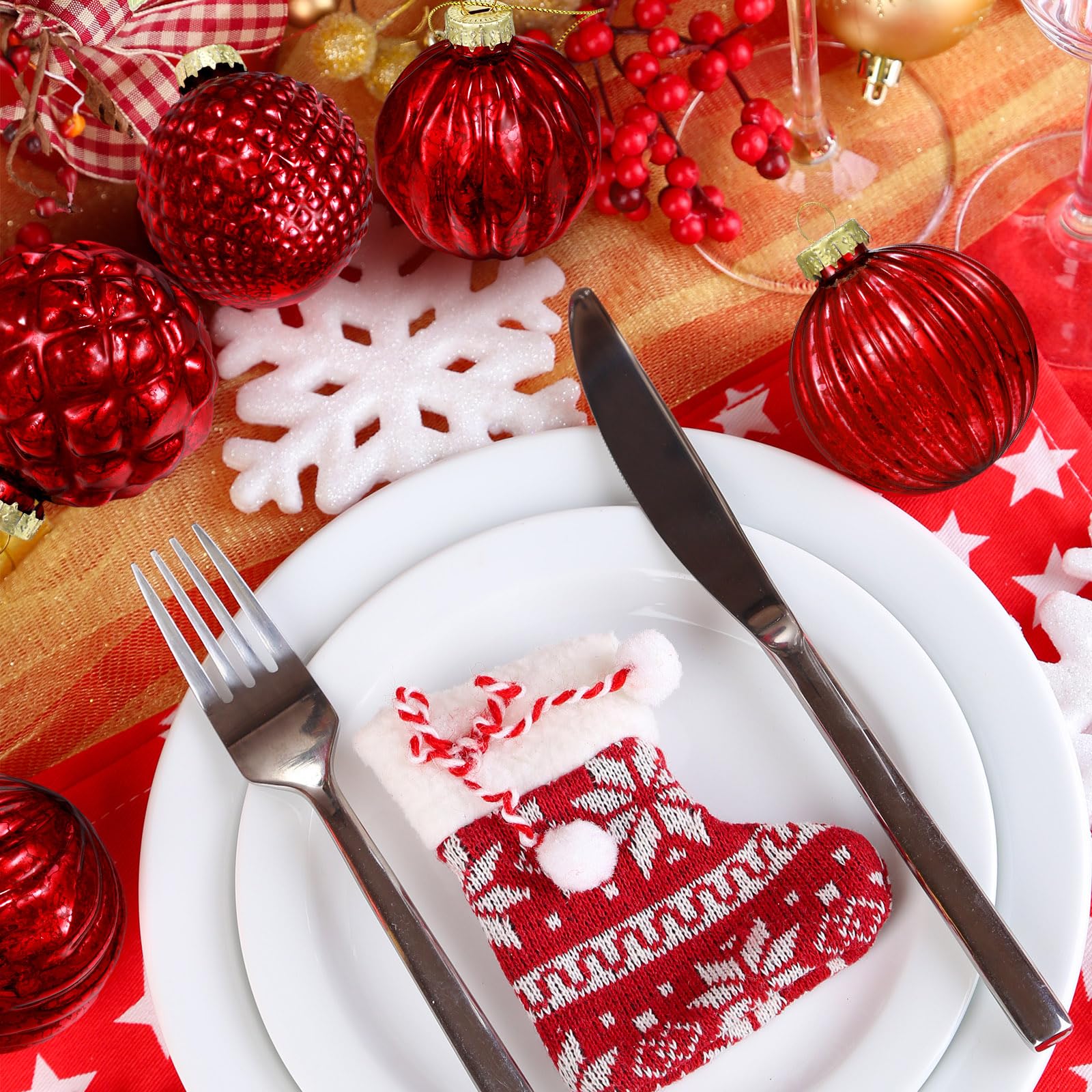 Jenaai 12 Stück rote Weihnachtskugeln aus Glas, Baumdekoration