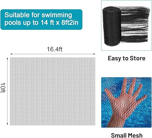 Miniatura 9 de Cubierta de red de hojas para piscina sobre el suelo, cubierta de malla de invierno con 12 clips de cubierta de piscina para piscina sobre el suelo,
