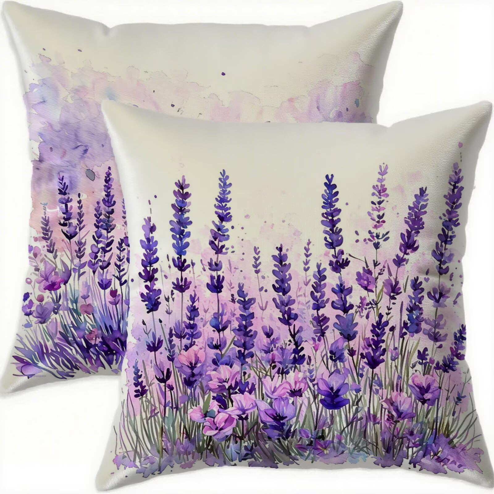 Housse coussin 70x70cm violet velours imperméable lot de 2