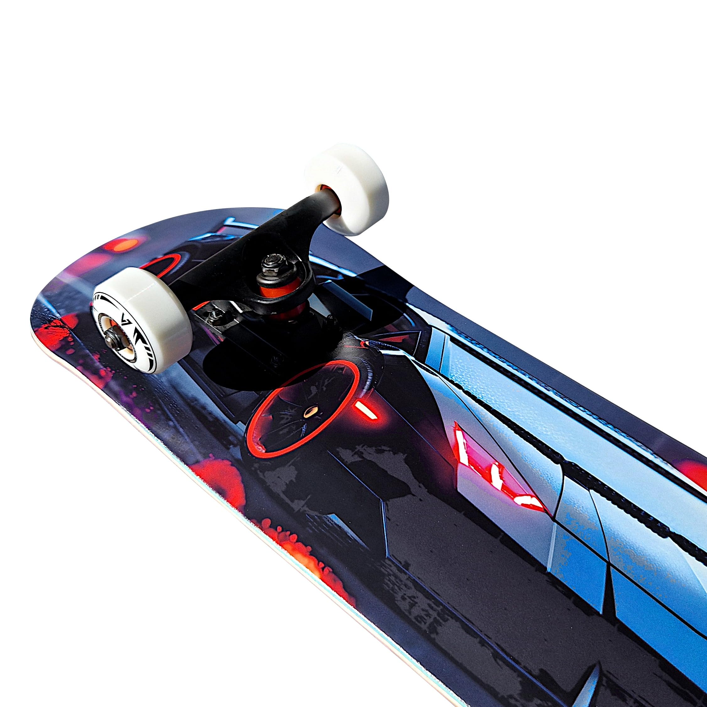 Komplett Skateboard Black Knight - für Kinder und Jugendliche - 7-lagiges Ahornholz Deck - Medium Concave Standard Popsicle Shape - für Anfänger, Profis, Mädchen & Jungs
