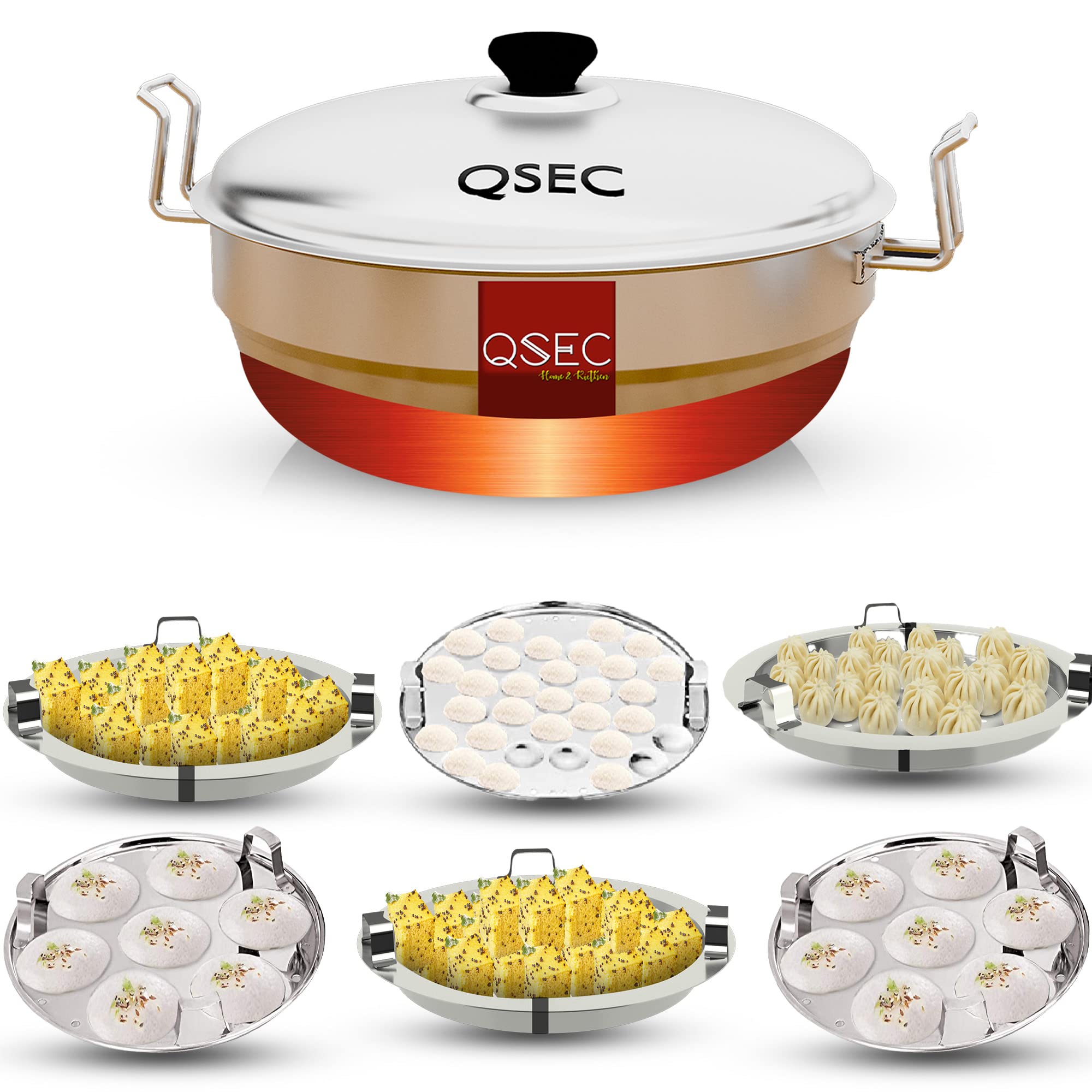 Buy QSEC Stainless Steel Multi Utility Kadai Idli Cooker Steamer with
