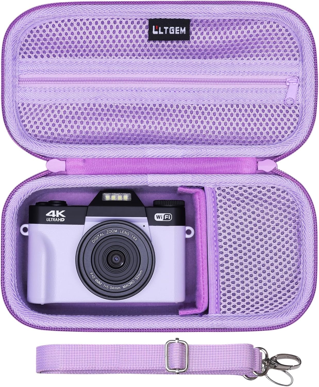 LTGEM 4K Digital Camera Case Compatible with Duluvulu/VJIANGER/AUREAPIX/Zostuic/XNSIAKXA/TESFOT/TEFTYMON 4K Digital Camera for Photography, Vlogging Protective Travel Carrying Case, Purple