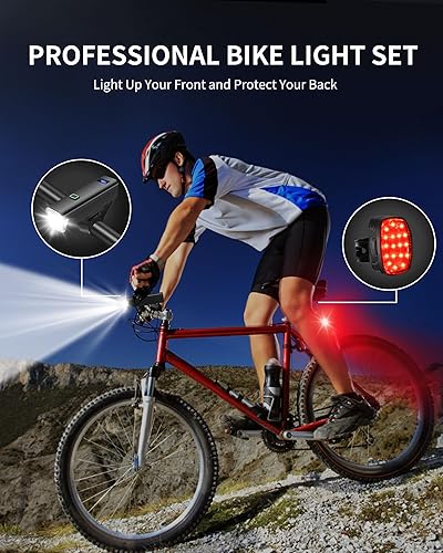 Miniatura 7 de DARKBEAM 6000LM Bike Headlight USB- C Rechargeable, High Lumen Super Bright Bike Light Set for Night Riding, 12+5 Modes Waterproof Bicycle Lights