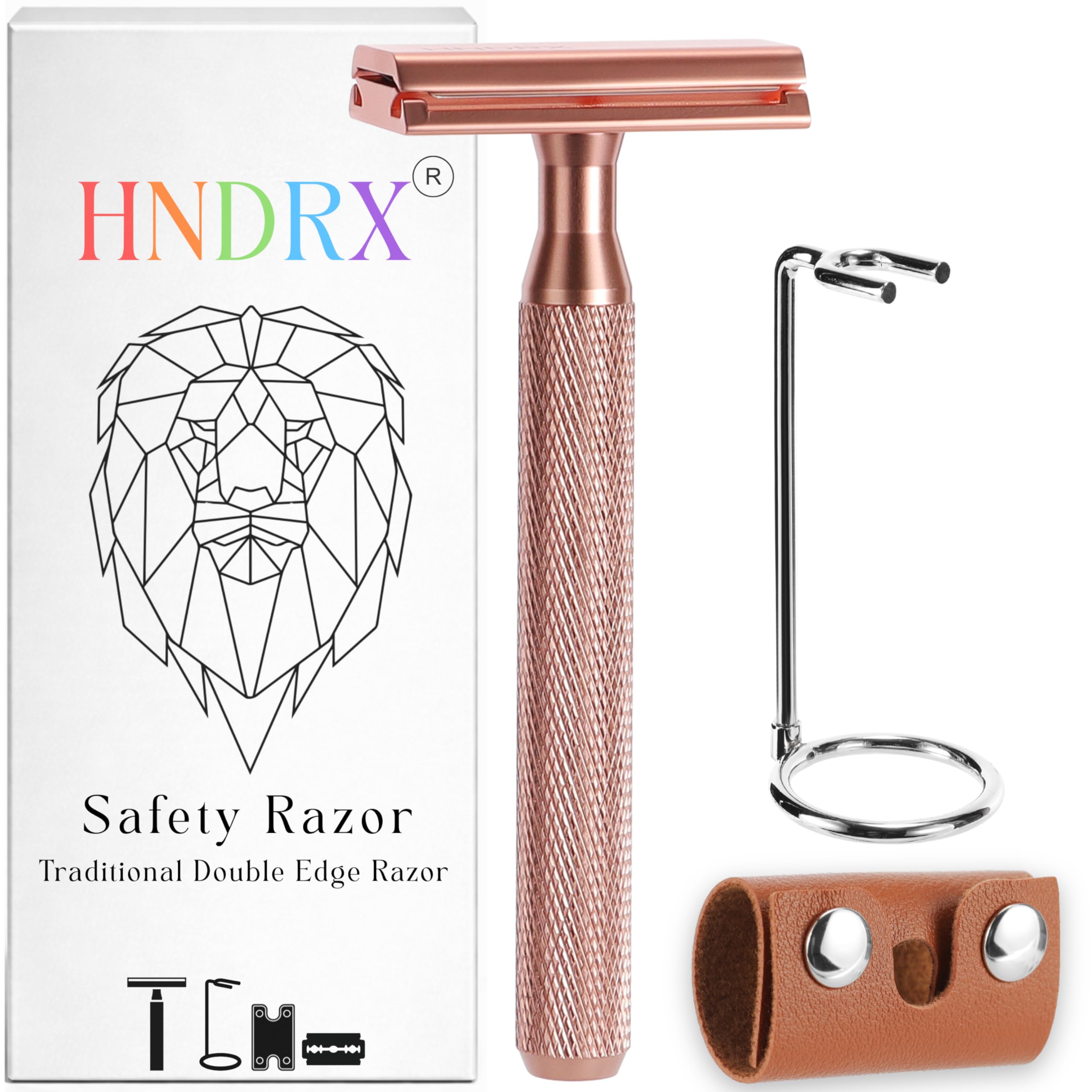Rasoio da uomo Safety Razor da donna, con angolo di 30°, con 10 lame giapponesi, supporto per rasoio e protezione lama (Celestial Blush)