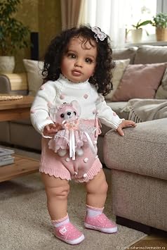 Angelbaby Big Size Reborn Toddler Doll Black Girl 26 Inch Lifelike African American Reborn Silicone Baby Weighted Soft Body Dolls Real Life Cute Biracial Babies with Straight Legs for Girls Boys Toys