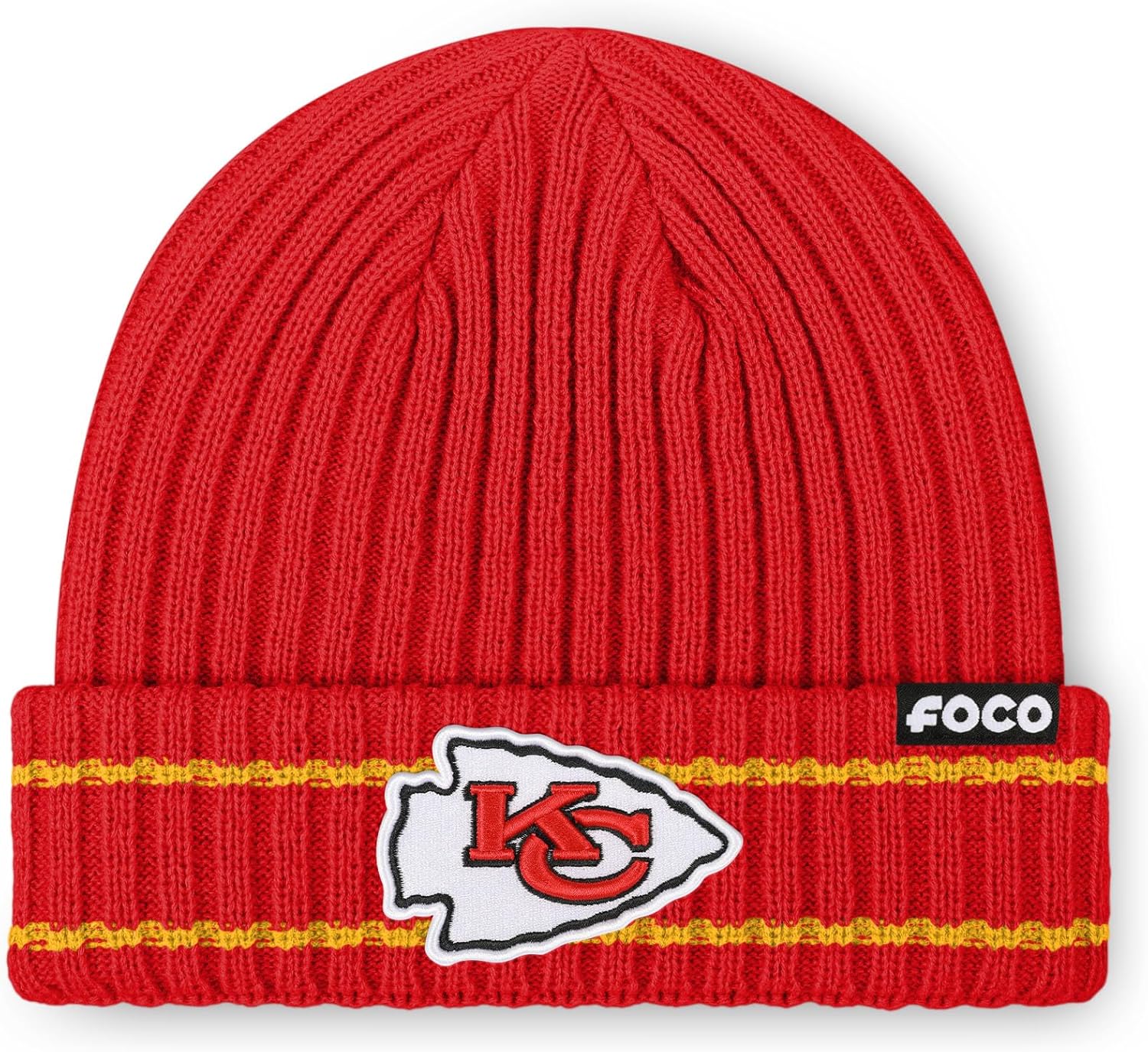 FOCO NFL Mens NFL Team Logo Ribbed Beanie Hat