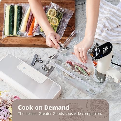 Miniatura 5 de Greater Goods Sellador al vacío potente, compacto, con funciones 4 en 1, cortador integrado y bolsas de sellado al vacío, ideal para almacenamiento