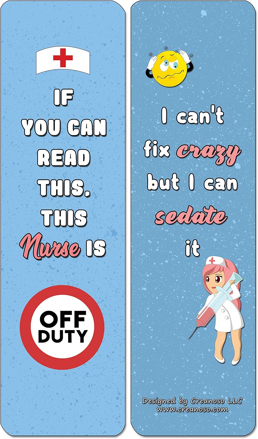 Creanoso Funny Nurse Bookmarks Cards (60-Pack) - Premium Quality Gift Ideas for Children, Teens, & Adults for All Occasions - Stocking Stuffers Party Favor & Giveaways