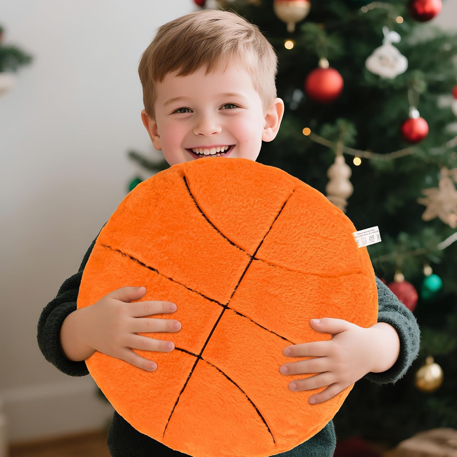Wepop 18 in Fluffy Basketball Pillow Plushies, Soft Basketball Pillows, Sports Game Ball Plush Pillow Stuffed Toy Room Decoration Gifts for Kids Adults Basketball Fans