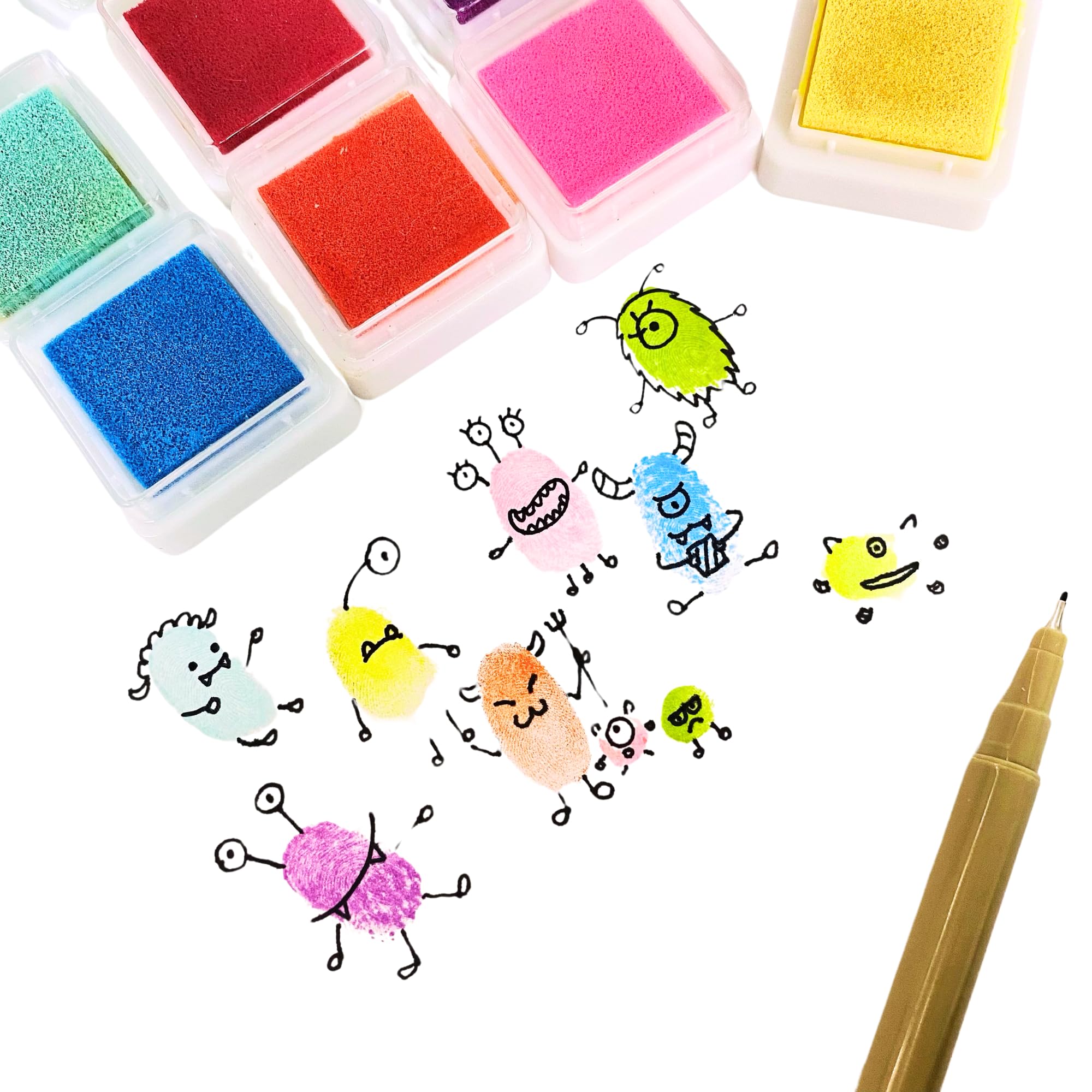 COLOR ME PRAISE Washable Ink Stamps for Kids - 10 Bright Colors Fingerprint Art Pad Set with Drawing Guide - Non-Toxic Craft Supplies for Toddlers, Preschool & Classroom Activities - Image 9