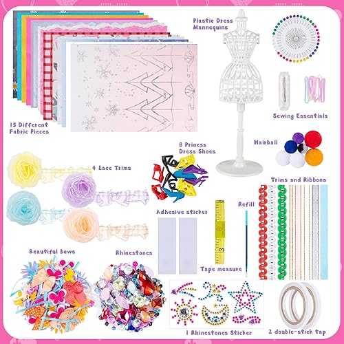 Miniatura 4 de Kits de diseño de moda para niñas, juegos de diseño de moda y creatividad, juguetes de bricolaje con maniquíes, todo en una caja, kit de costura