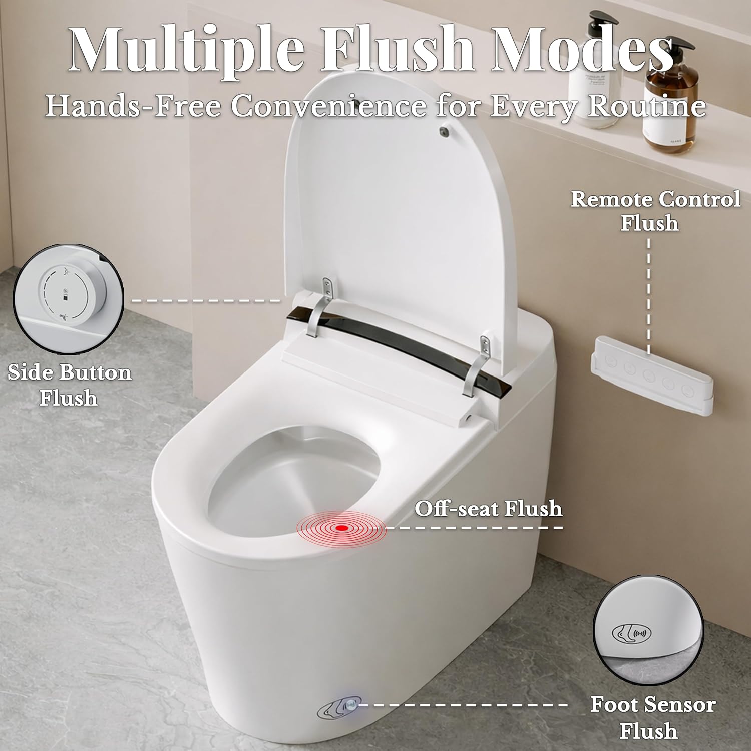 Smart Toilet with Bidet Built In, One Piece Elongated Toilet with Tank, Pump-Assisted Flush, Heated Seat, Warm Water Wash & Air Dryer, Foot Sensor Flush, LED Display
