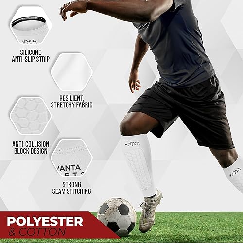 Miniatura 4 de Espinilleras de fútbol para niños y jóvenes, equipo protector de fútbol para niños, niñas, adultos, hombres y mujeres, manga de compresión de