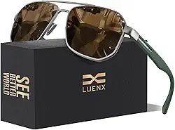 Óculos de sol aviador masculino com lentes polarizadas quadradas de polígono – Proteção UV 400 com acessórios