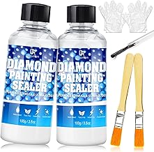 Diamond Painting Sealant - 200 ml Transparent Glue with Permanent Hold & Silicone Brush | For Radiant Sparkling Motifs, Secure Diamond Fixation and Long-Lasting Protective Film Effect