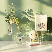 Vista 5 de 6 Piezas Elevadores de Buffet, Elevadores de Alimentos para Mesa de Buffet, Elevadores de Exhibición de Cubos Acrílicos con Fondo Hueco, Soporte