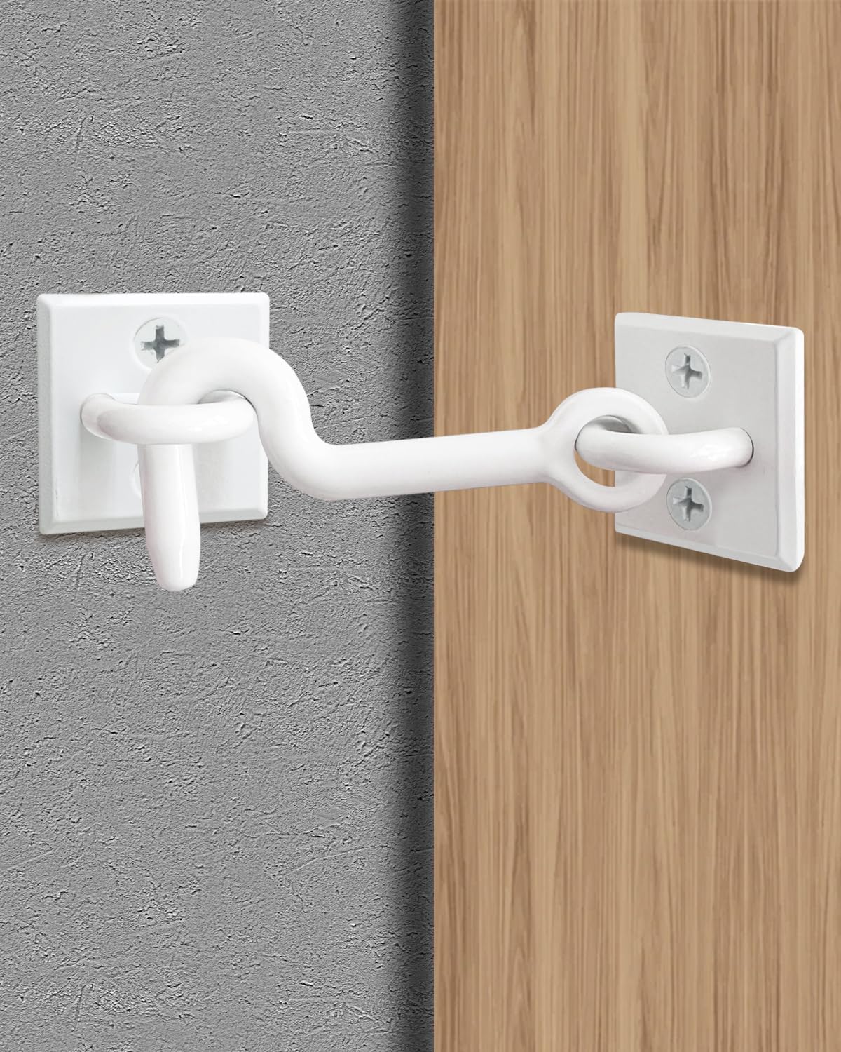 2 Pack Hook and Eye Latch for Door, Extra Large Size (Square Plate Width 4cm),Heavy Duty Barn Door Locks and Latches for Gate, Fence, Screen Door