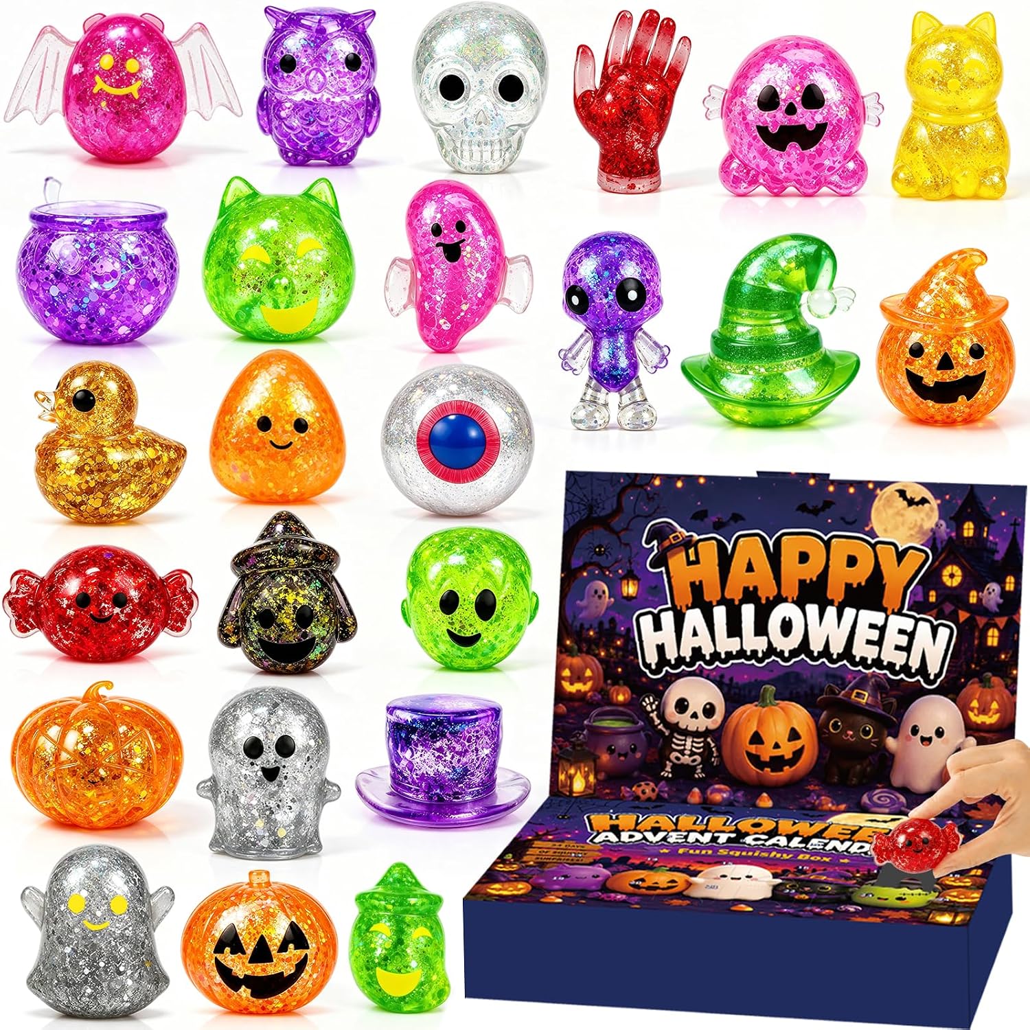 Halloween Advent Calendar 2026, 24 Glitter Halloween Sensory Fidget Toys for Adult, Halloween Countdown Calendar for Party Favor Treat Bags Gifts