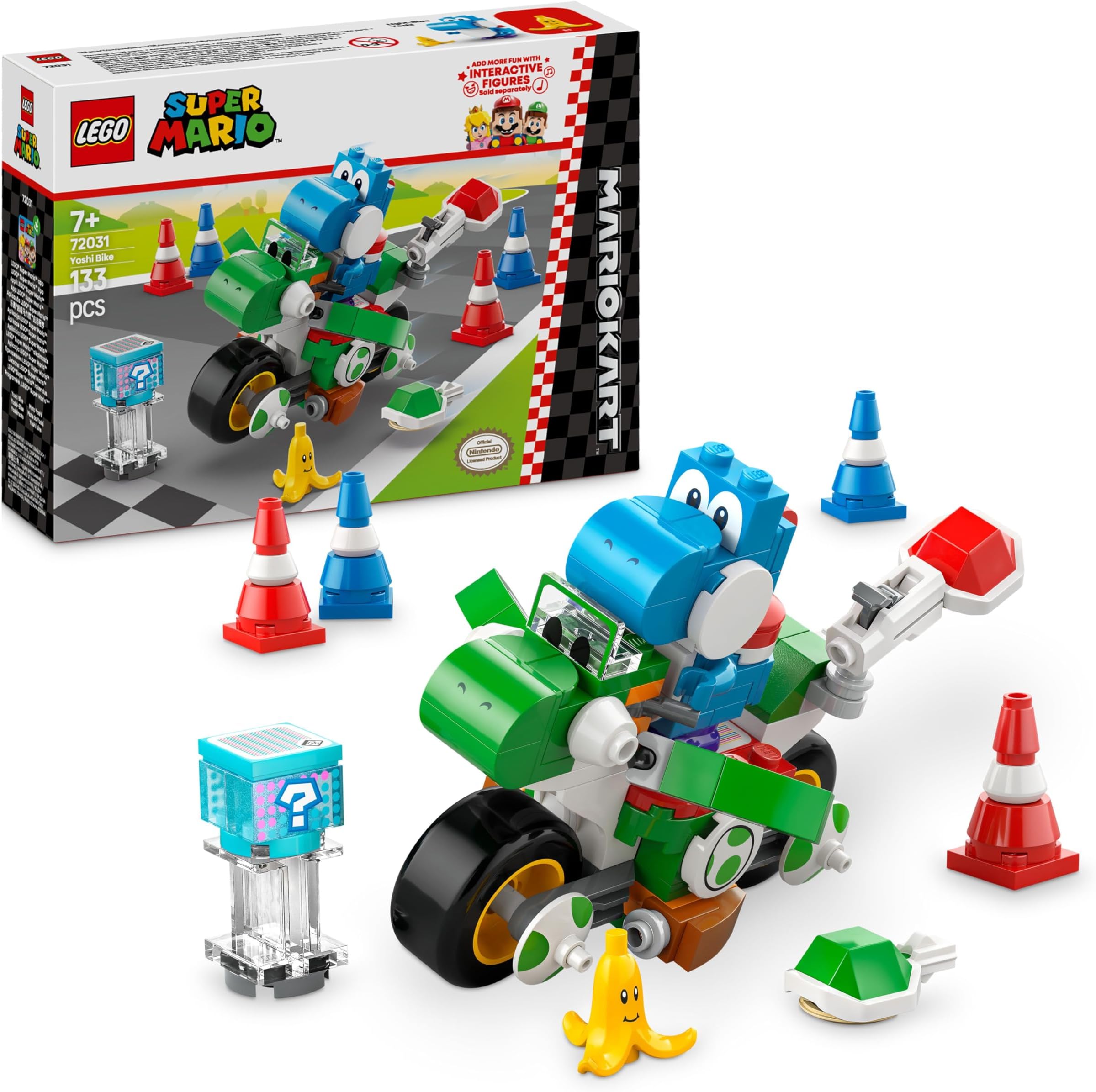 LEGO Super Mario: Mario Kart โ Yoshi Bike Set, Building Toy for 7 Plus Year Old Boys & Girls, with Character Figure for Independent Play, Birthday Gift Idea for Gamers 72031