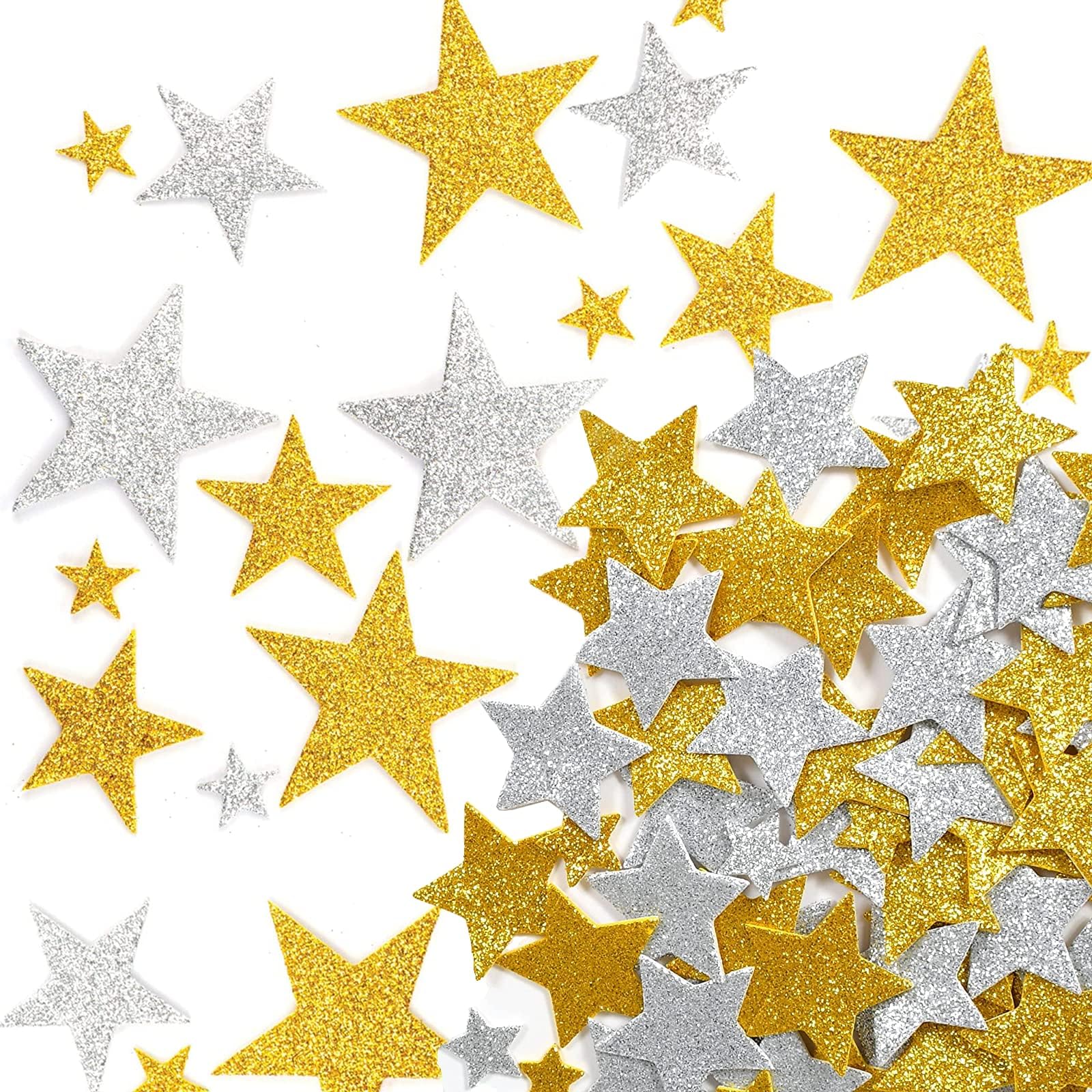 270 Glitter Foam Star Stickers - Self-Adhesive Craft Stars For DIY Projects