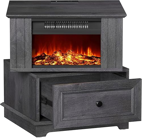 Miniatura 2 de REDAYFUR Calentador de chimenea eléctrico con efecto de llama 3D, calentador eléctrico para interiores, estufa de chimenea giratoria de 4800 BTU,