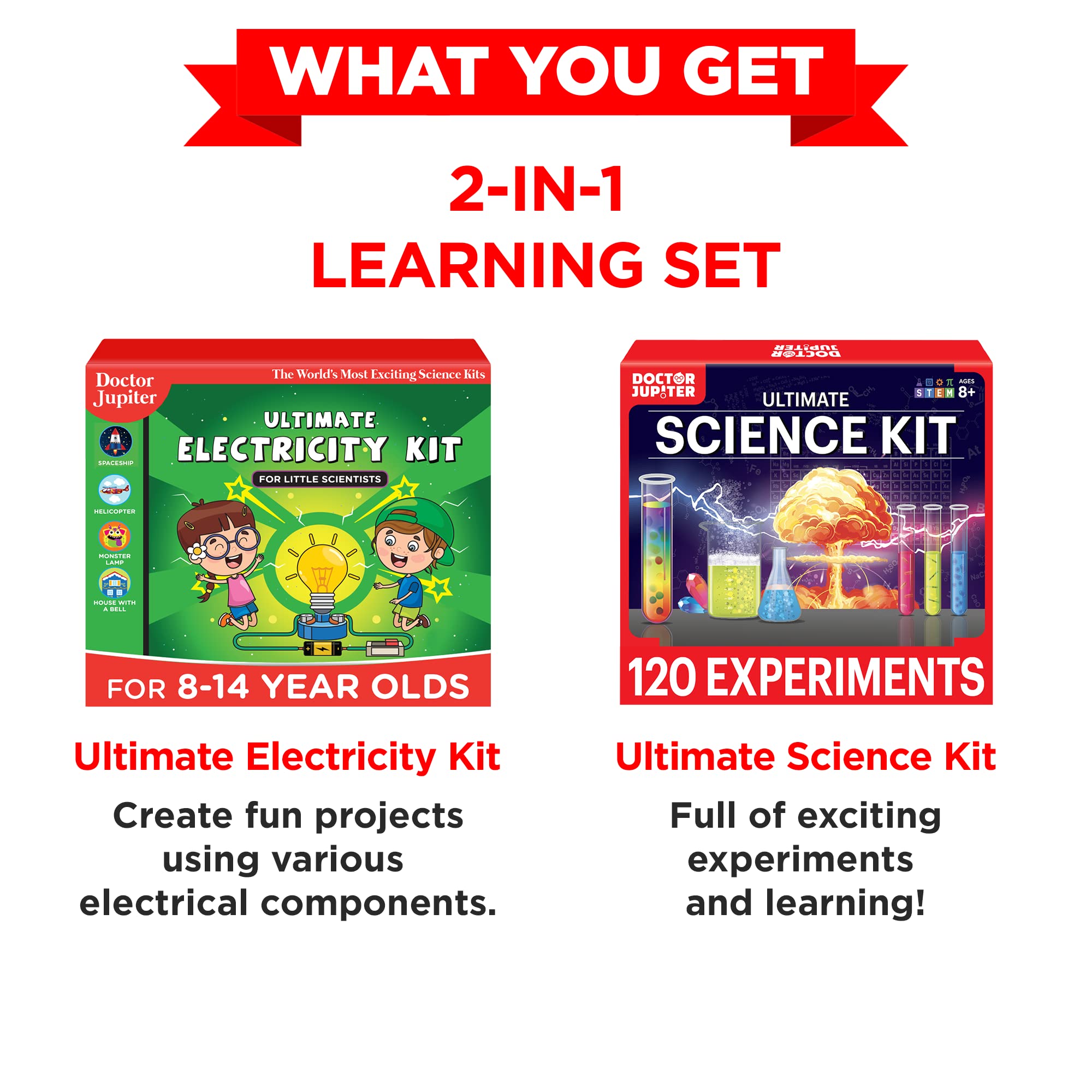Doctor Jupiter Ultimate Science Gift Set of Science Kit, Electricity Kit for Kids Age 8-12 | Easter, Birthday Gifts for Boys & Girls of 8,9,10,11,12,13,14 Year Olds | STEM Learning & Education Toys