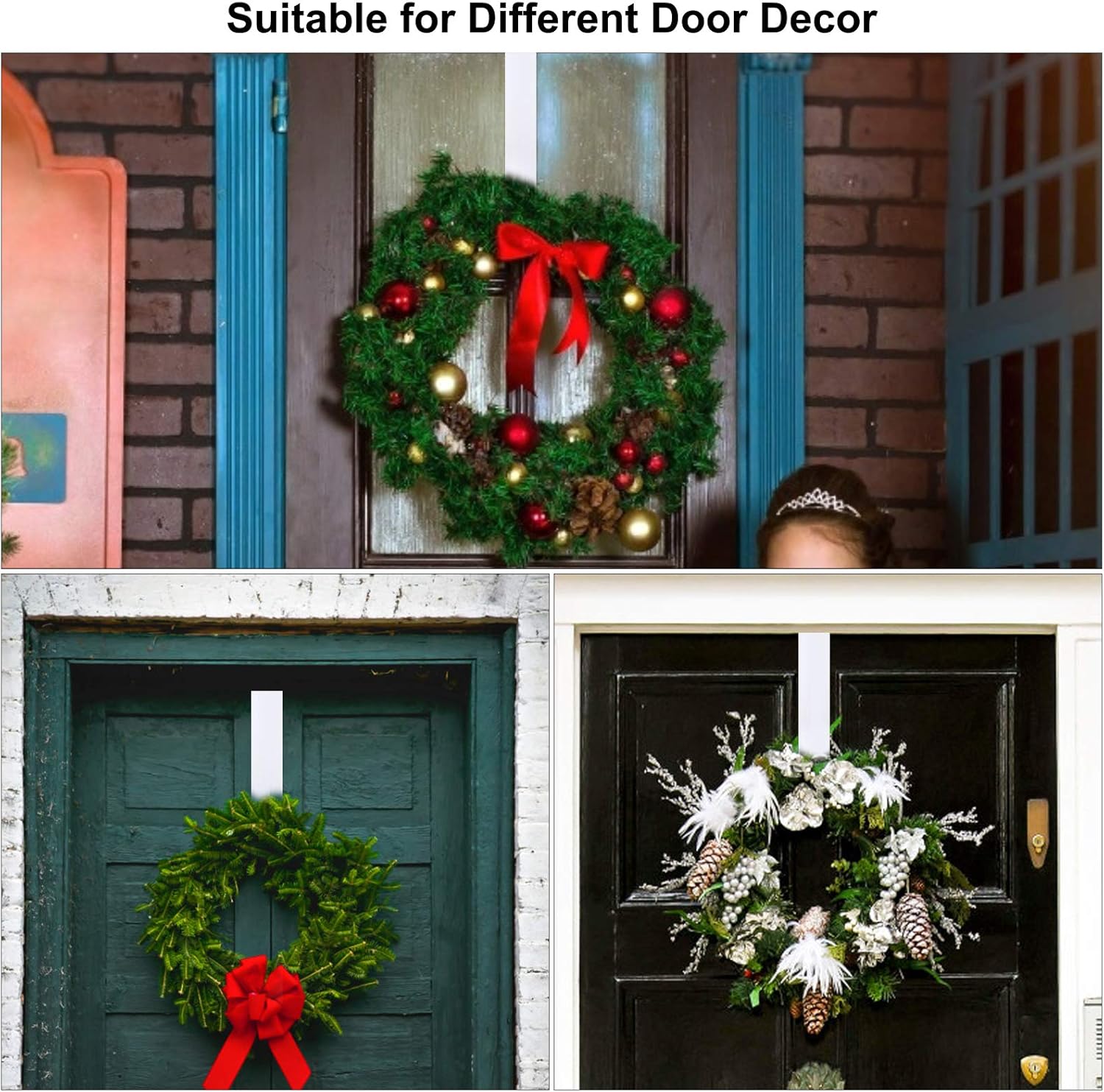 Kederwa 2 Pack Wreath Hanger for Front Door, 12'' Metal Wreath Hooks Over The Door Holder for Fall Harvest Christmas Wreath Decorations : Home & Kitchen