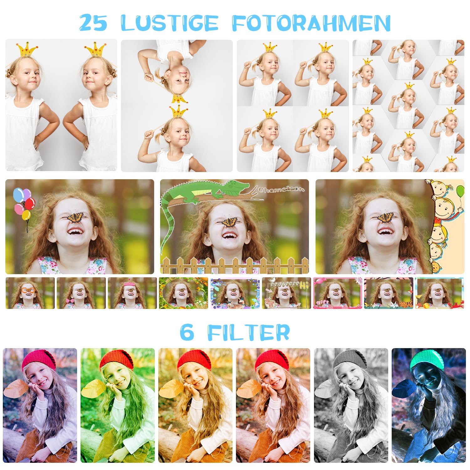 ARNSSIEN Kinderkamera für 3 4 5 6 7 8 9 10 11 12 Jahre alte Mädchen/Jungen, Kinder Kamera mit 180°Flip-Objektiv&2.4in IPS-Bildschirm, Geburtstagsfest-Geschenk-Spielzeug für Mädchen/Jungen,X101