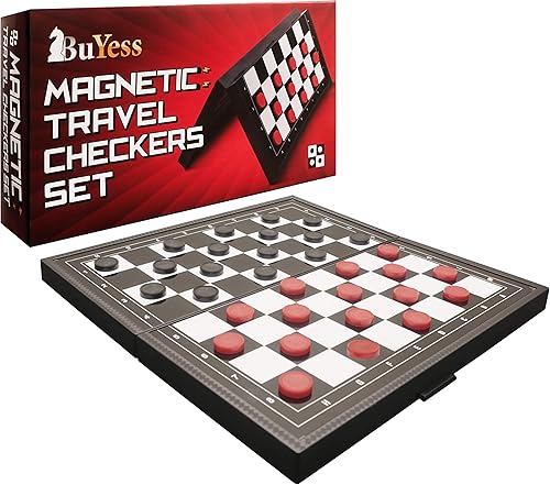 Miniatura 4 de Juego de mesa de damas magnéticas y piezas de damas magnéticas, 9.8 x 9.8 pulgadas, mini juego de viaje portátil