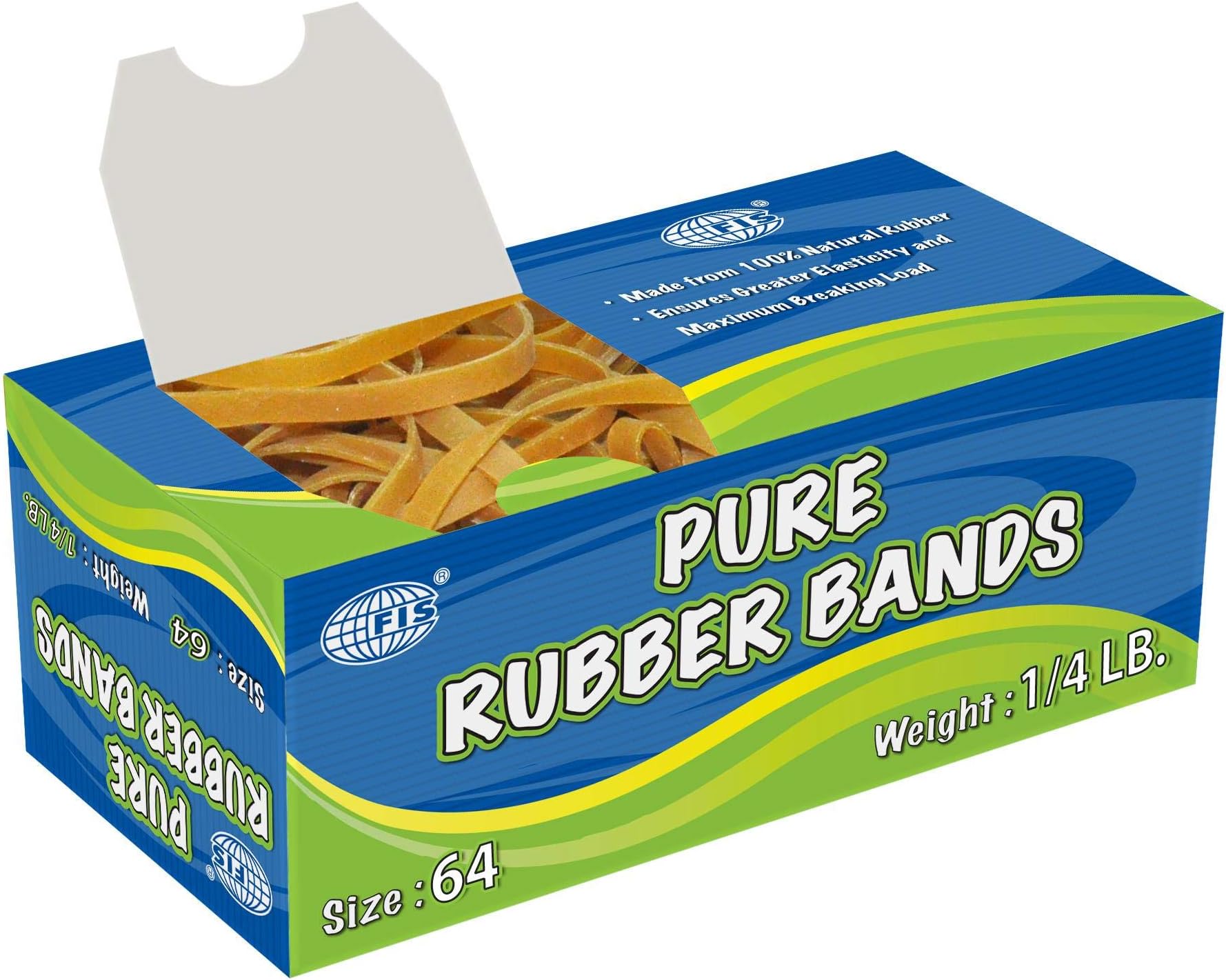 FIS Pure Rubber Bands 64 Size, 1/4 LB - FSRB64