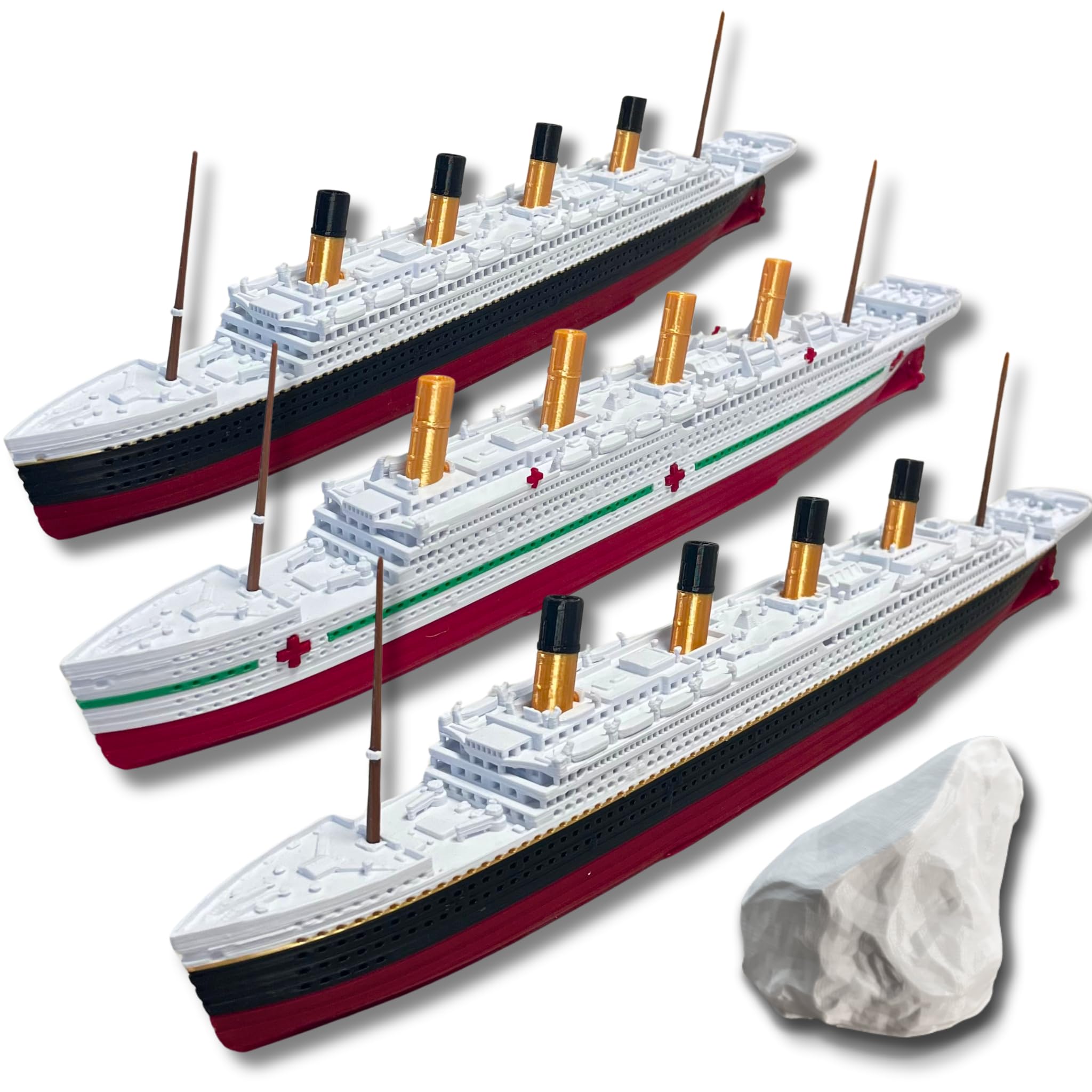 3-Pack RMS Titanic Model Ship & Britannic & Olympic 1 Ft Long Assembled Titanic Toys For Kids, Historically Accurate Titanic Toy, Titanic Ship, Titanic Cake Topper, Titanic Figurine