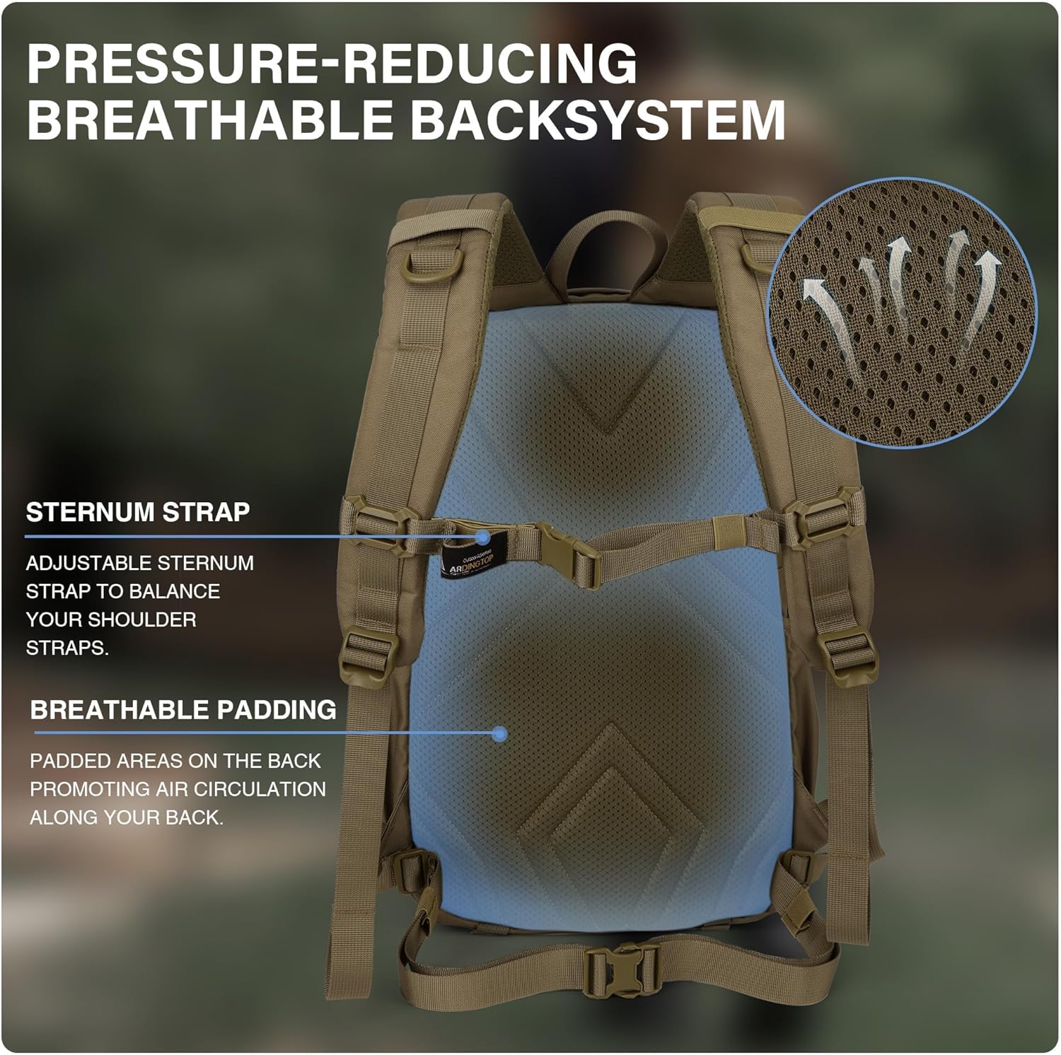 Mardingtop Tactical Molle Backpack for Men- 18L/28L EDC Hiking & Motorcycle Backpack - Image 5