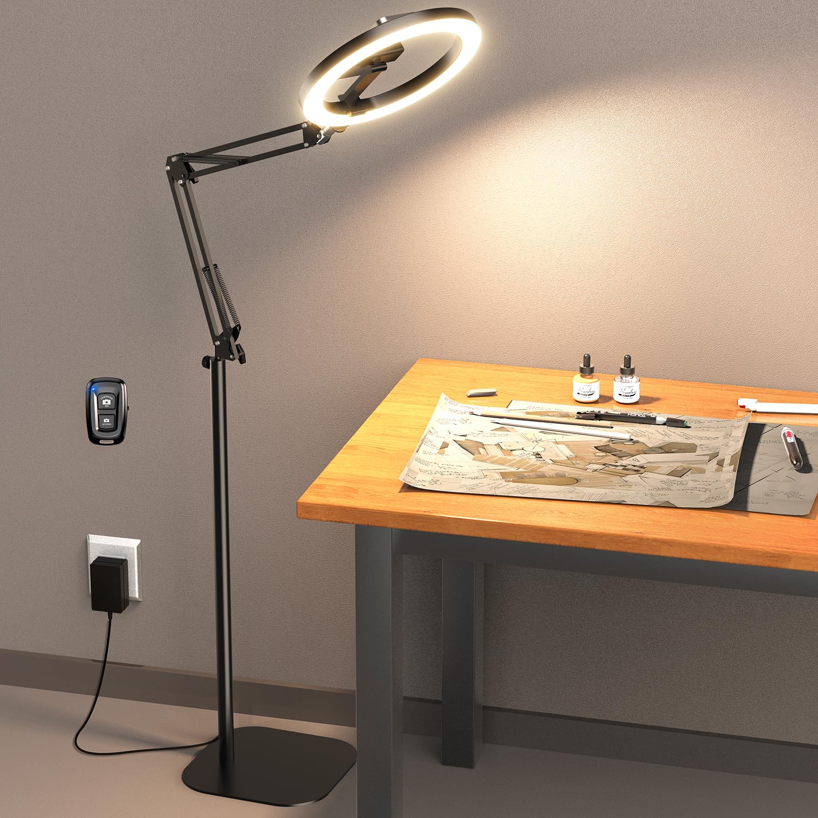 1800 Lumens Ring Light Tripod for iPhone – Upgrade 10” Overhead Light with Stand & Remote, 2X Brighter Lighting for Video Recording, TikTok, YouTube, Streaming & Content Creator Essentials