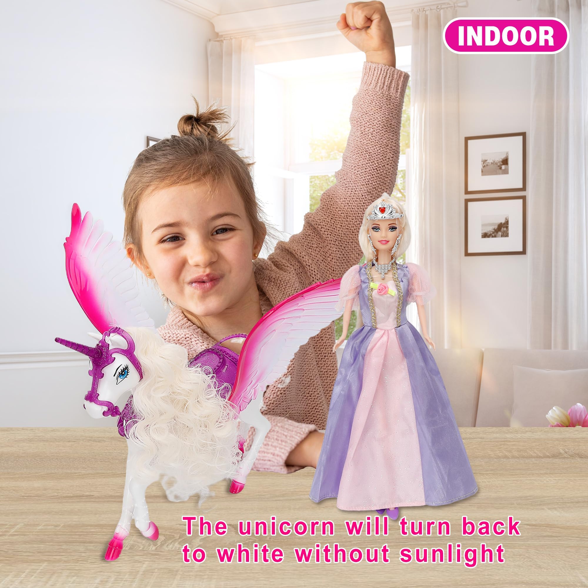 Snapklik.com : Yellow River Color Changing Unicorn Toys& Princess Doll Play Set, Mane Changes ...