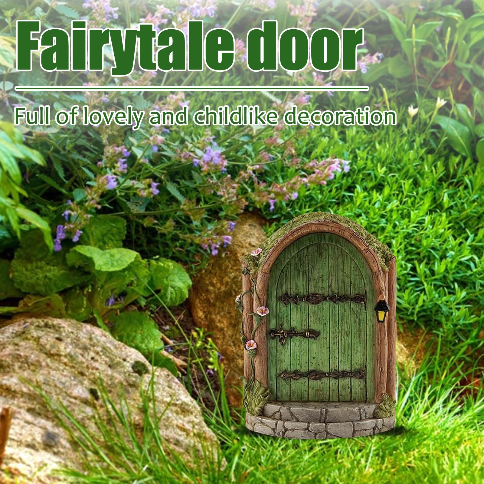 TYXHXTF 4 Pcs Puerta de Hadas, Puerta Miniatura de Árboles de Jardín, Exterior Puerta Hada Gnómica, Decoración de Árbol y Al Aire Libre