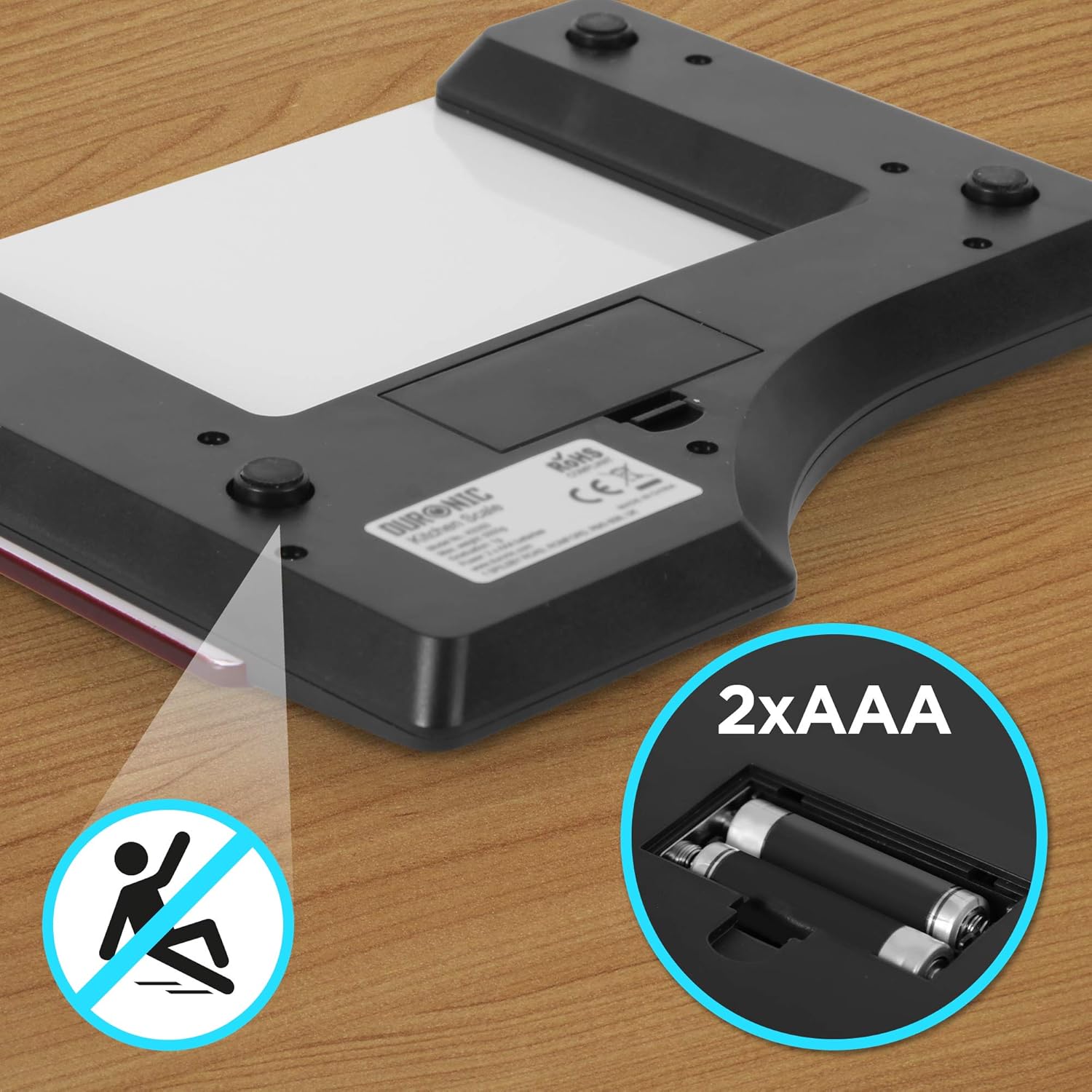Duronic Digital Kitchen Scales KS350 | Red Design with Glass Platform | 5kg Capacity | Clear LCD Display | Add & Weigh Tare | 1g Precision | Measure Ingredients for Cooking & Baking