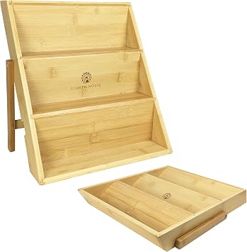 Fourth House Bamboo Spice Rack for Drawer or Countertop - Spice Organizer Holder for Kitchen Spices