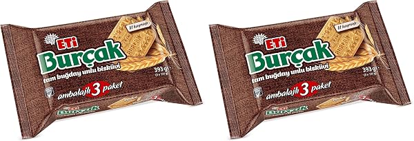 Eti Burçak Tam Buğday Unlu Bisküvi 3 x 131 g 2li paket
