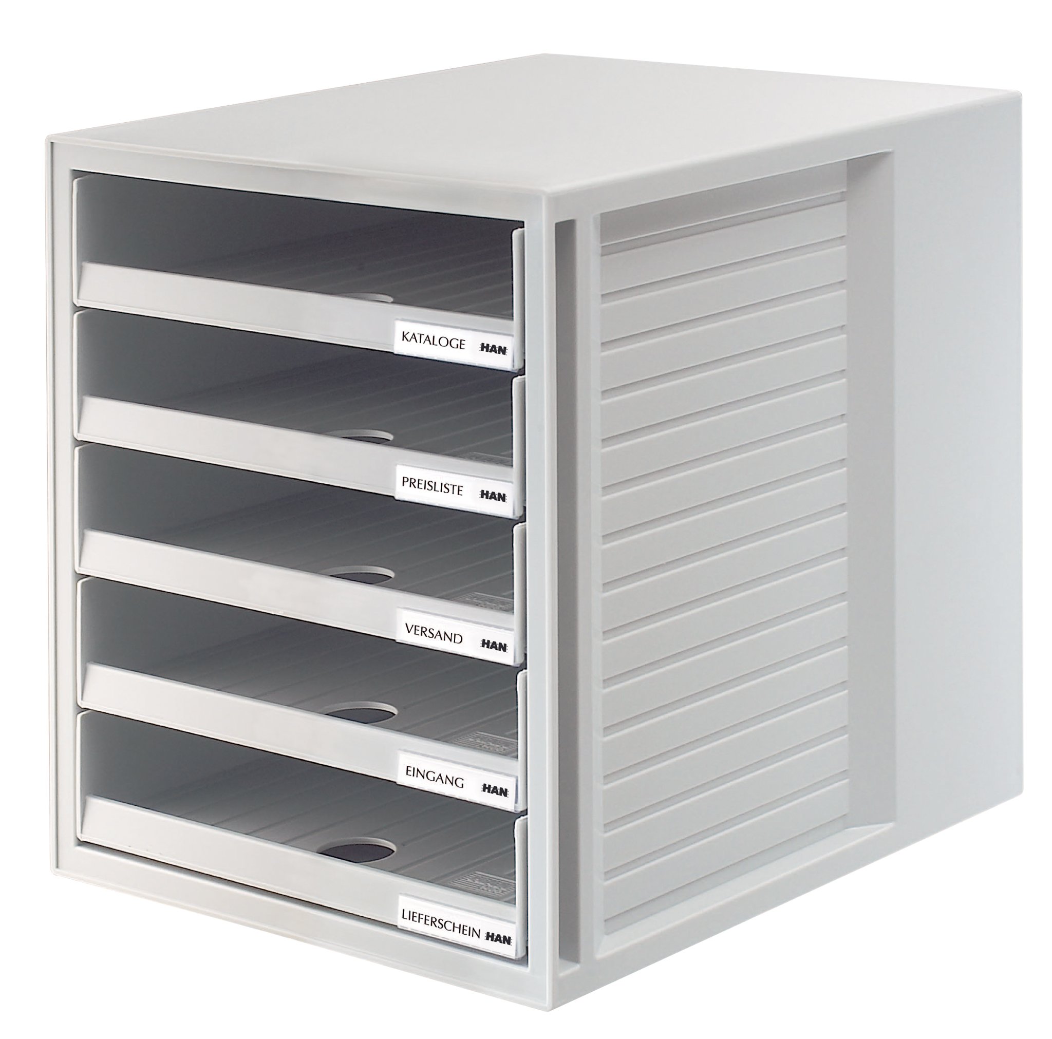 HAN 1401-14, Schubladenbox 4er SCHRANK-SET, Innovatives, attraktives Design mit 5 offenen Schubladen, lichtgrau (4er bundle lichtgrau)