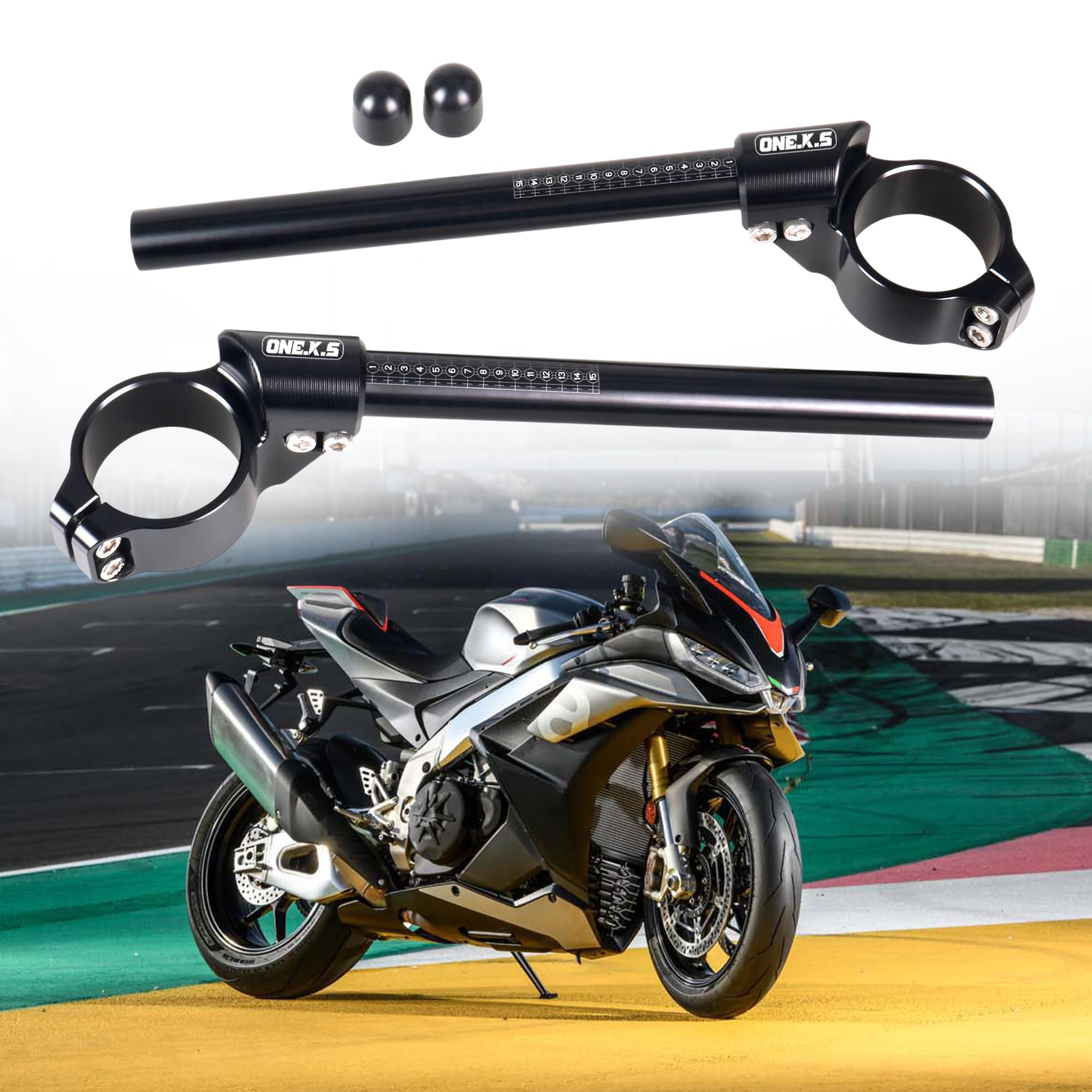 ONE.K.S Motorcycle Handlebars Clip 51 mm/2.0 in CNC Aluminum Fork Clip Racing Refit Clip On Handle Bars Front End Upper Top Clamp For Aprilia RS660