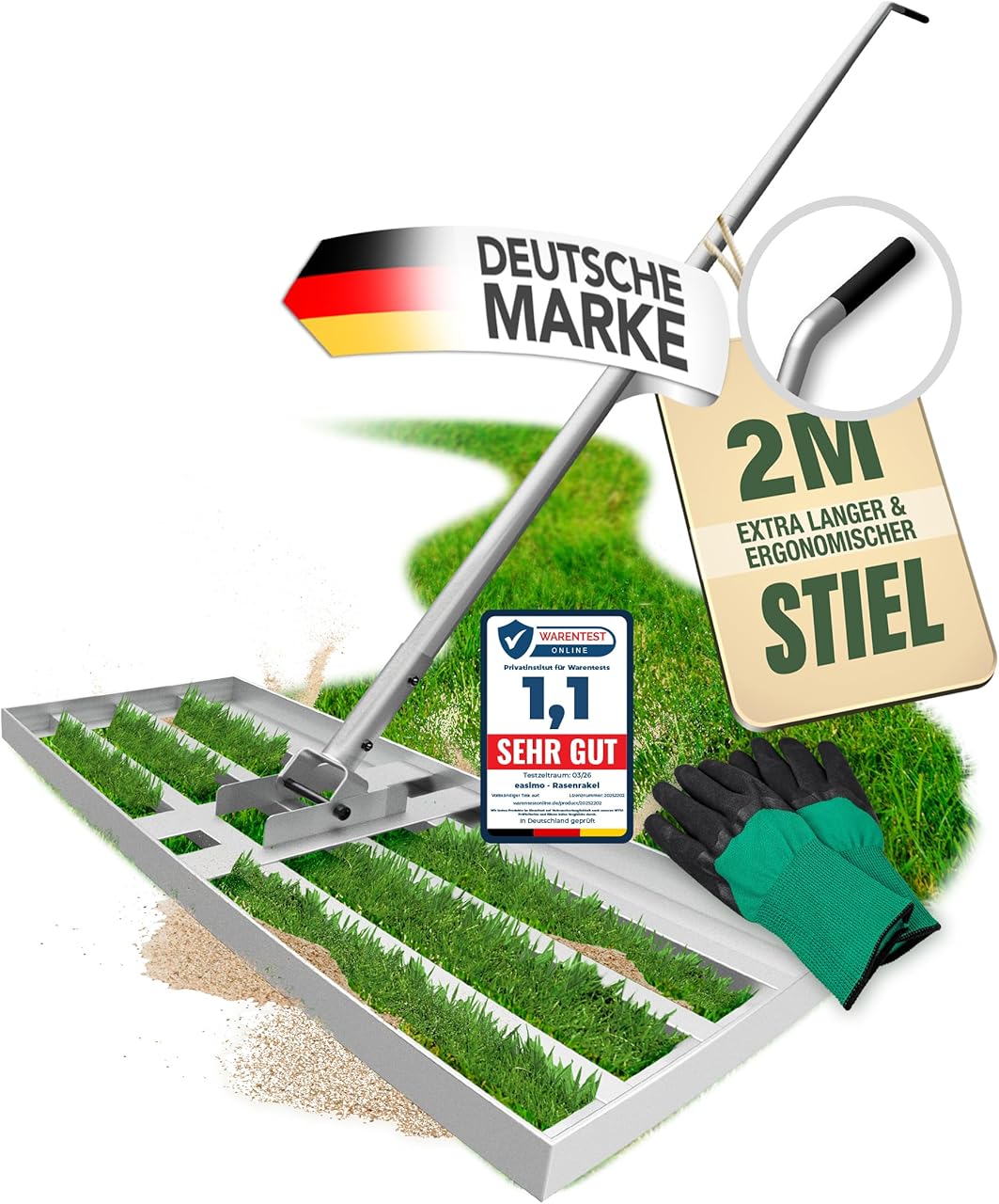 Sieben Rasenrakel Test easimo, SMABIX, Walensee im Rasen-Cluster 2026 mit Norm-Backbone
