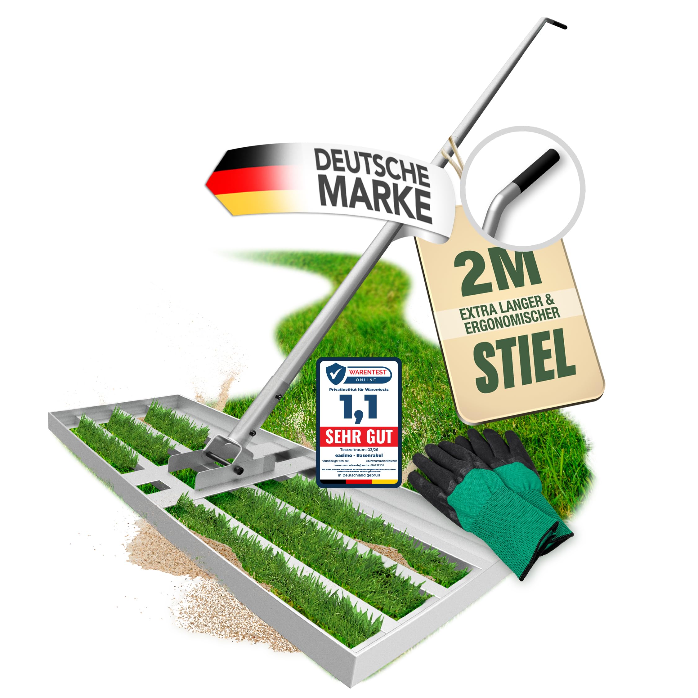 easimo | Rasen Rakel 80x30 cm - Hochwertiges Rasenpflege | Werkzeug zur Bodenebenheit, Gartenpflege & Rasenpflege | Robuste Stahlkonstruktion