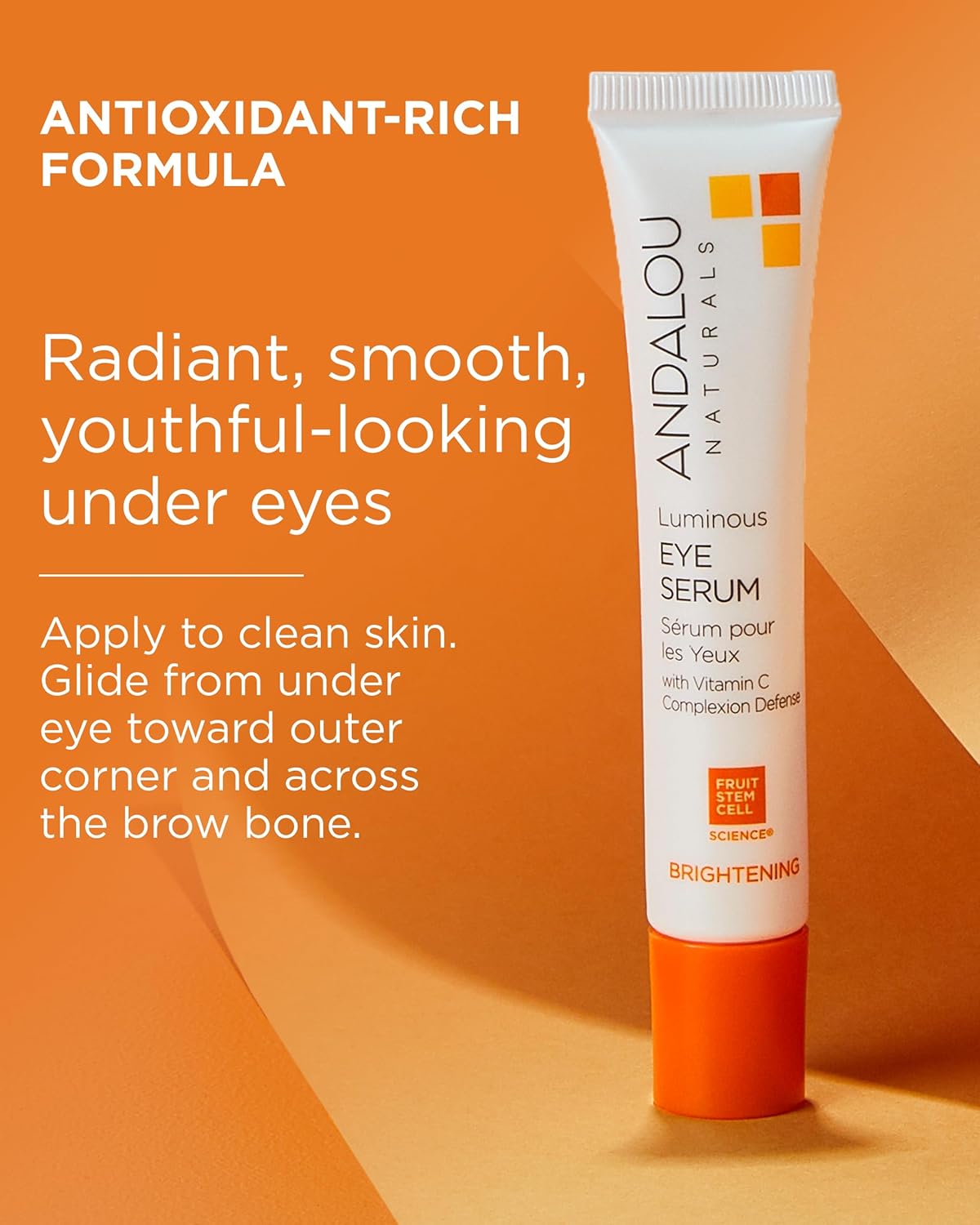 Andalou Naturals Luminous Eye Serum - Illuminating Under Eye Moisturizer for Dark Circles and Puffiness - With Vitamin C & Caffeine for a Rejuvenated, Youthful Appearance - 0.6 Oz - Image 4