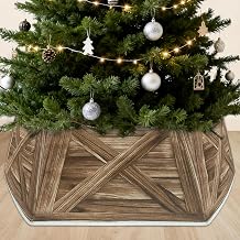 31 inch Christmas Tree Collar, Hexagon Fabric Christmas Tree Base Cover
