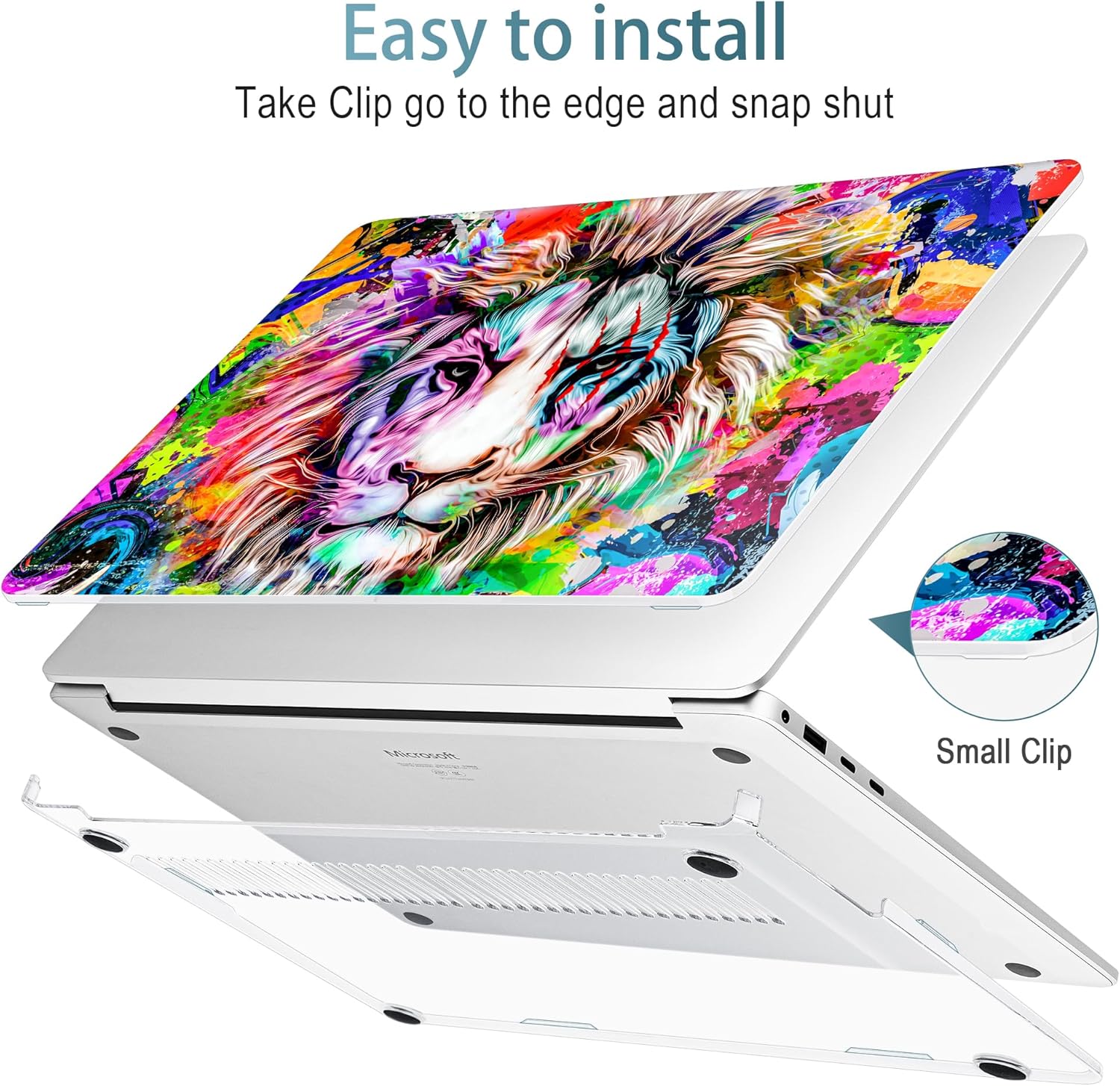 Tuiklol Case for Microsoft Surface Laptop 13.8 inch 2024 Release 7th Edition,Windows 11 AI+ PC Model: 2036 with Plastic Hard Shell Case + Screen Protector+ Keyboard Cover, Lion